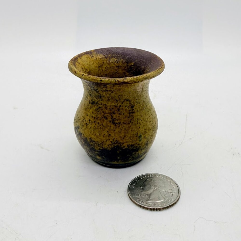 Vintage Handmade Small 2" Studio Art Pottery Vase Artist Signed Luck's Ware